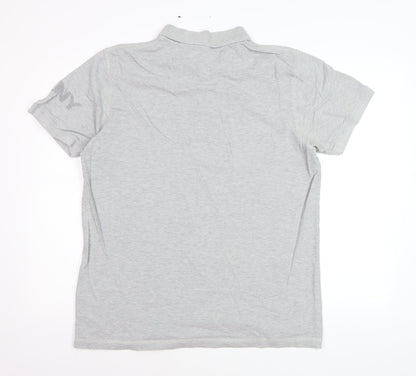 DKNY Men's Grey Cotton Short Sleeve Polo Shirt XL