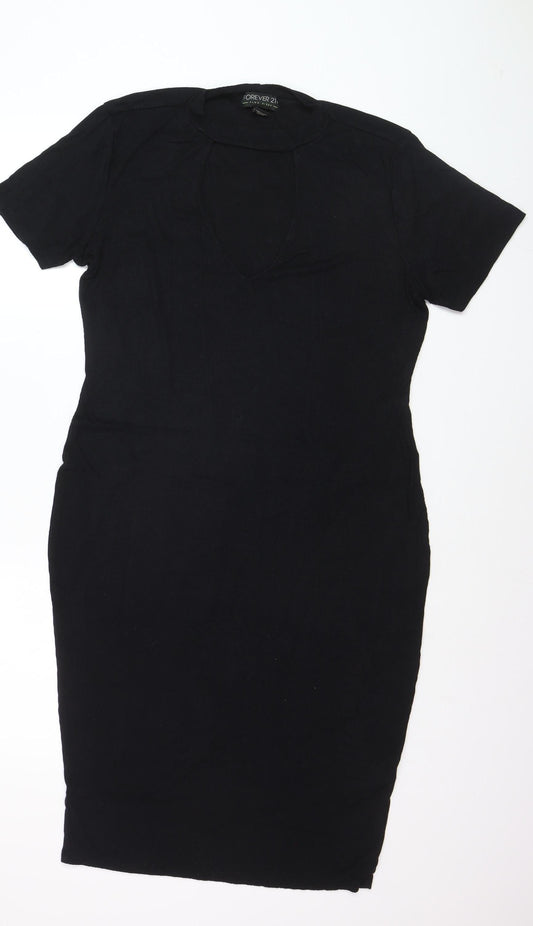 Forever 21 Plus Size Black Bodycon Knit Short Sleeve Dress UK 20