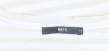 Brax Womens Beige Striped Henley Jersey T-Shirt Size 12