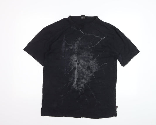 Diesel Men's Black 2XL Graphic Print Grunge T-Shirt