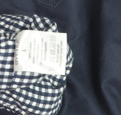 Avenue Men's Blue Cotton Bomber Jacket L Zip Casual Style