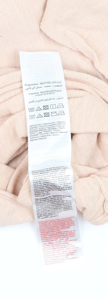 Vero Moda Women Beige Cotton Knit Pullover Jumper Medium