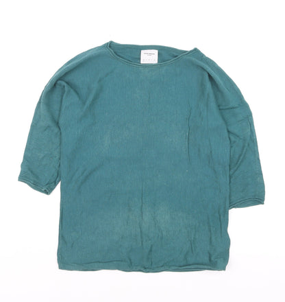 Vero Moda Women’s Green Cotton 3/4 Sleeve Pullover Jumper M
