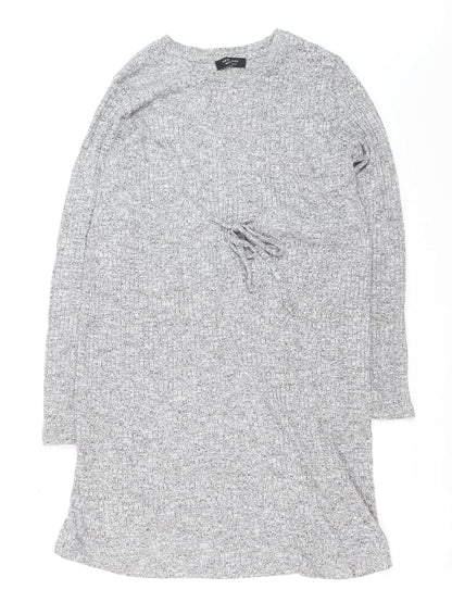 New Look Women Grey Knit Maternity Long Sleeve Sweater Dress Size 12