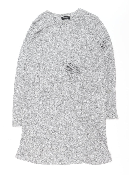 New Look Women Grey Knit Maternity Long Sleeve Sweater Dress Size 12