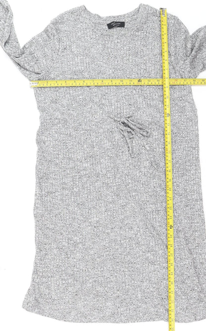 New Look Women Grey Knit Maternity Long Sleeve Sweater Dress Size 12