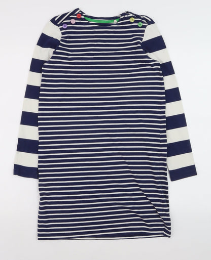 Mini Boden Girls Blue Striped Long Sleeve T-Shirt Dress 11-12 Years
