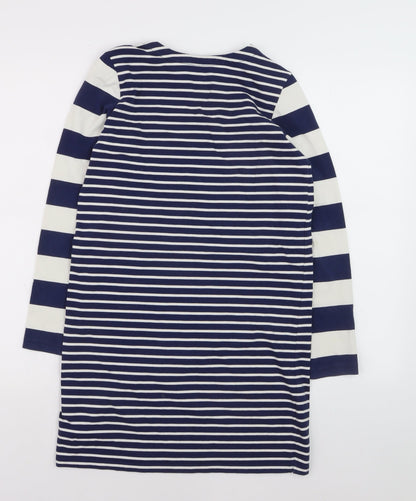 Mini Boden Girls Blue Striped Long Sleeve T-Shirt Dress 11-12 Years