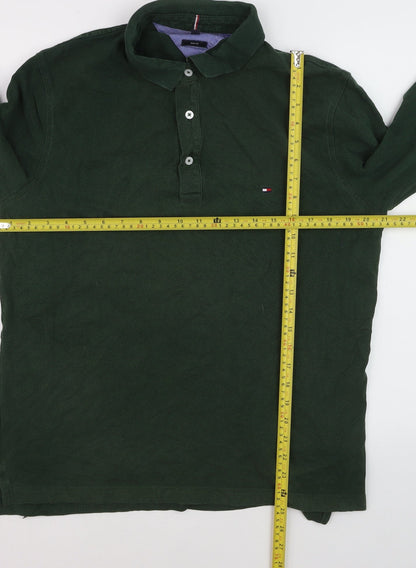 Tommy Hilfiger Men's Green Long Sleeve Slim Fit Polo Shirt XL