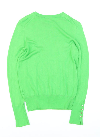 Zara Womens Green Crew Neck Long Sleeve Jumper Size 12 L