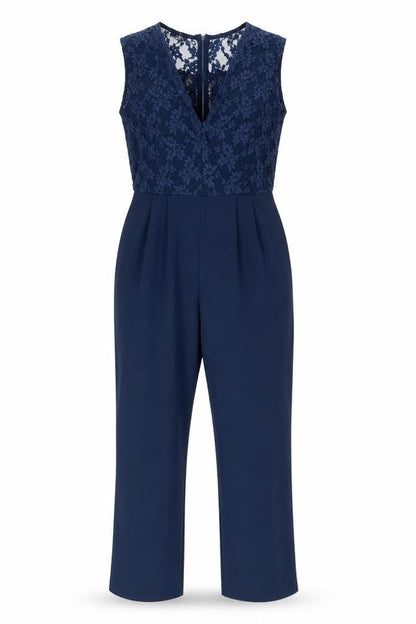 Zack London Women's Navy Lace Sleeveless Jumpsuit Size 10 Elegant Evening