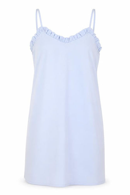 Topshop Women’s Blue Slip Dress Size 10 Ruffle V-Neck Sleeveless