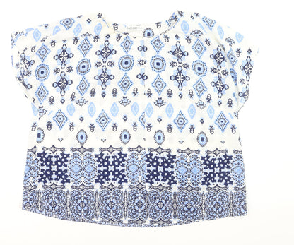 Gallery Women Blue Bohemian Tunic Blouse XL Cotton Woven Top