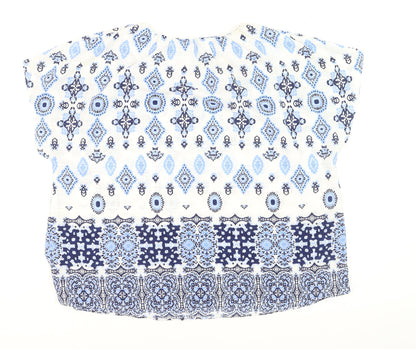 Gallery Women Blue Bohemian Tunic Blouse XL Cotton Woven Top