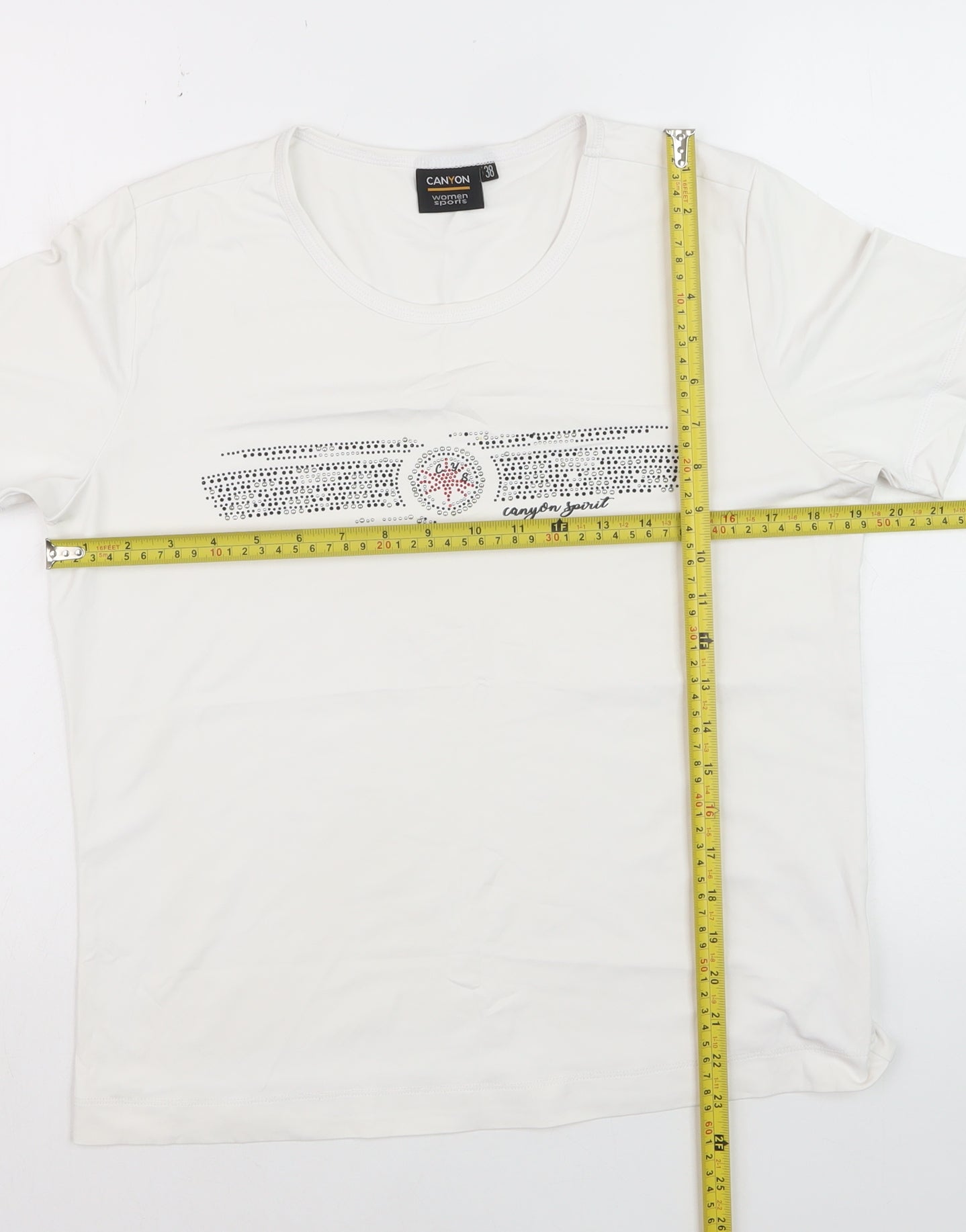 Canyon Women Sports White Rhinestone T-Shirt Size 10