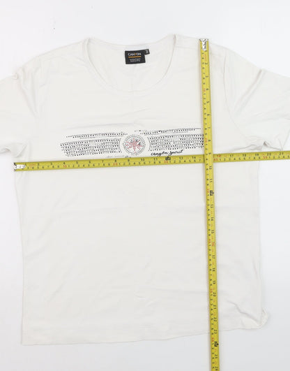 Canyon Women Sports White Rhinestone T-Shirt Size 10