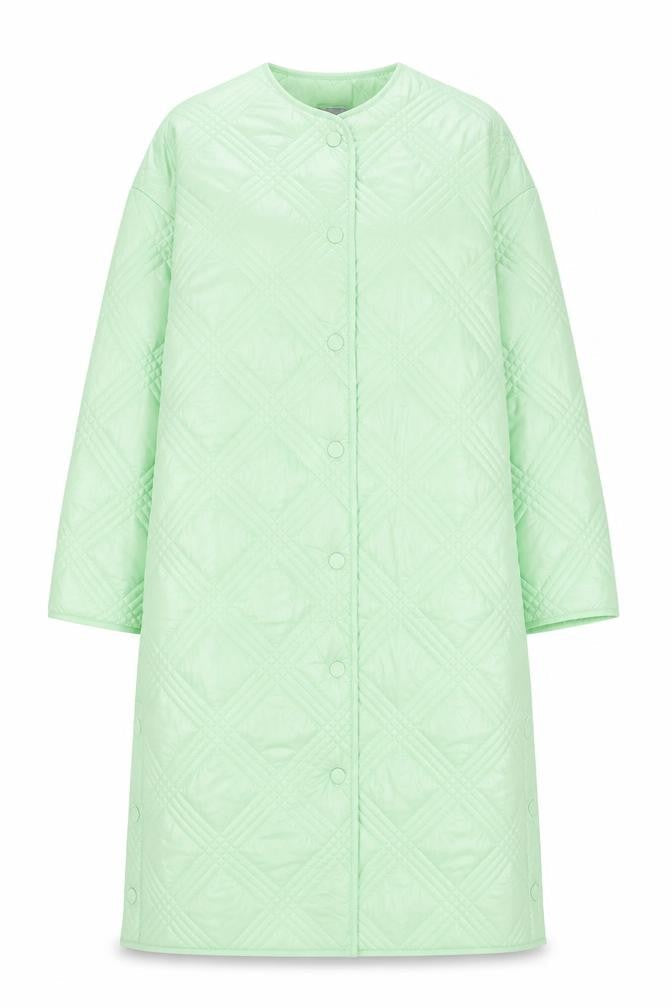 Front view of Principles Women's Green Quilted Long Coat, size 12