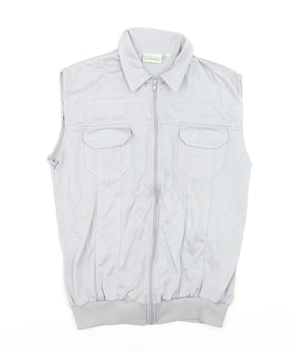 Canda Men's Grey Cotton Blend Zip Waistcoat Size M 40in