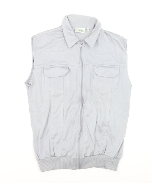 Canda Men's Grey Cotton Blend Zip Waistcoat Size M 40in