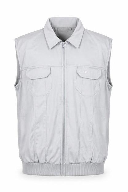 Canda Men's Grey Cotton Blend Zip Waistcoat Size M 40in