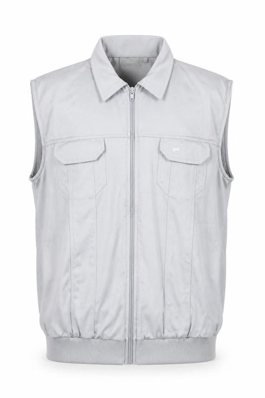 Canda Men's Grey Cotton Blend Zip Waistcoat Size M 40in