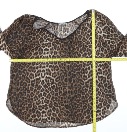 Marks and Spencer Women’s Brown Leopard Print Sheer Tunic Blouse Size 20