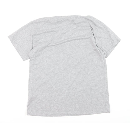 Topshop Women Grey Graphic Cotton Blend T-Shirt Size 10