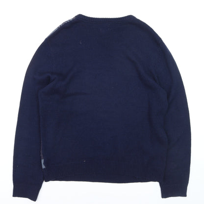 Soviet Men's Blue Camouflage Knit Crew Neck Jumper XL
