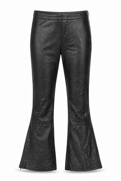 Bershka Women’s Black Faux Leather Flared Trousers Size 6