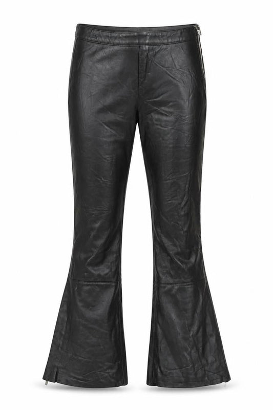 Bershka Women’s Black Faux Leather Flared Trousers Size 6