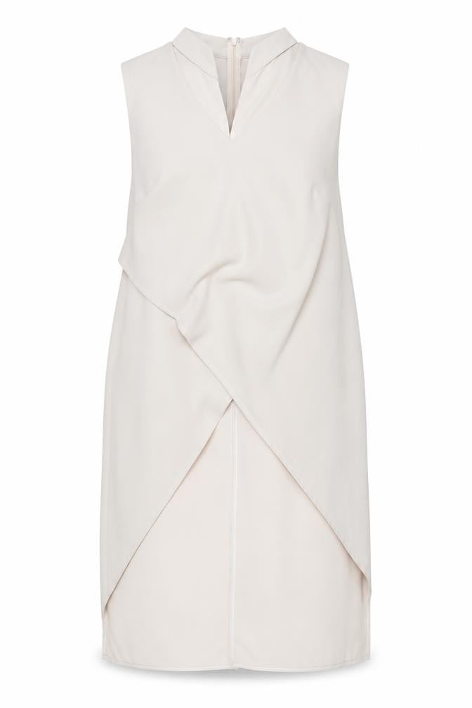 Quiz Women Beige Size 16 Asymmetric V-Neck Sleeveless Dress
