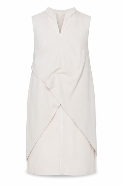 Quiz Women Beige Size 16 Asymmetric V-Neck Sleeveless Dress