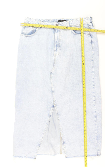 F&F Women’s Blue Denim Midi Pencil Skirt Size 18 High Rise