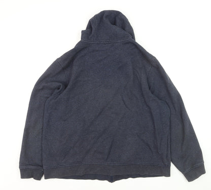 Lacoste Mens Blue Full Zip Hoodie 3XL Logo Fleece Sweatshirt