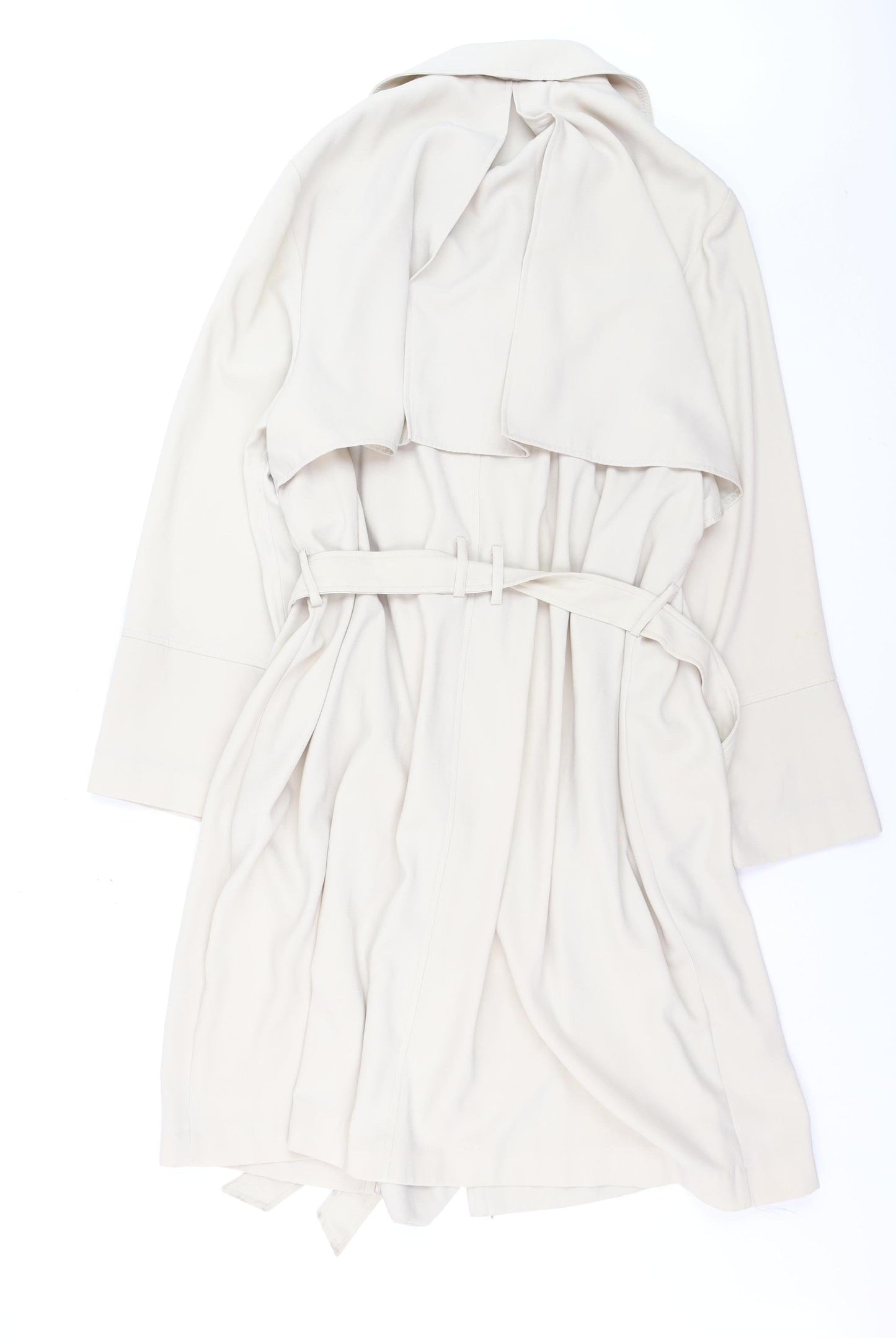 New Look Women’s Beige Long Trench Coat Size 22 Belted Collared Style