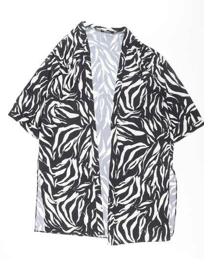 New Look Women's Black Zebra Print Kimono Blouse Size L