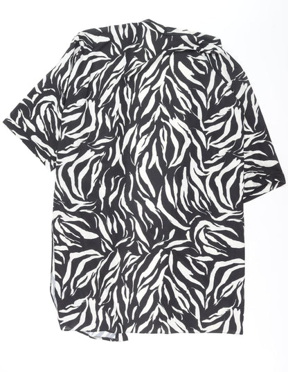 New Look Women's Black Zebra Print Kimono Blouse Size L