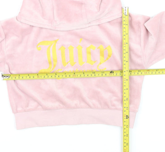 Juicy Couture Girls Pink Velour Logo Hoodie Size 7-8 Years