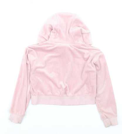 Juicy Couture Girls Pink Velour Logo Hoodie Size 7-8 Years