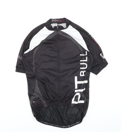 Pitbull Men’s Black Cycling Jersey M Full Zip Athletic Fit