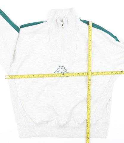 Kappa Men's Grey 1/4 Zip Sweatshirt XS Sports Logo Training Top