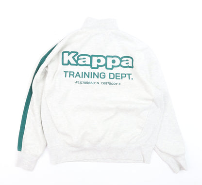 Kappa Men's Grey 1/4 Zip Sweatshirt XS Sports Logo Training Top
