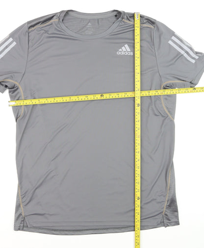 Adidas Men's Grey Running T-Shirt Size L Lightweight Activewear Top