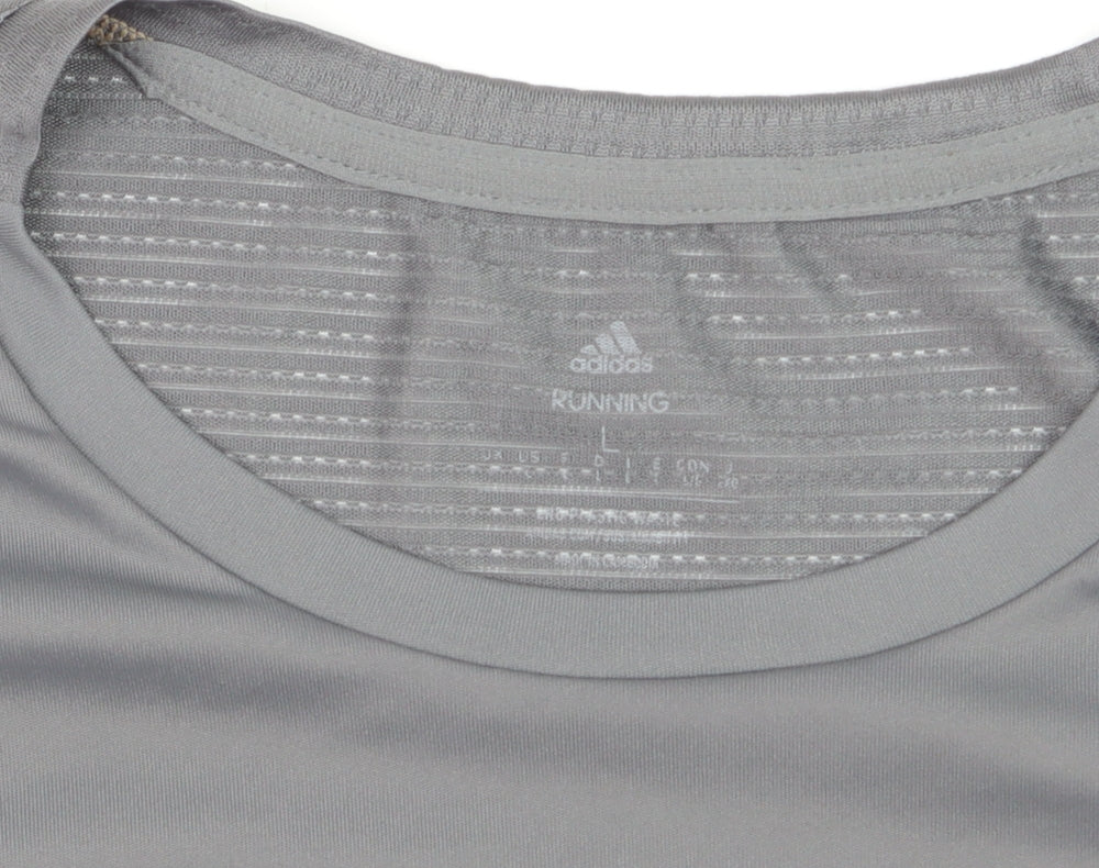 Adidas Men's Grey Running T-Shirt Size L Lightweight Activewear Top