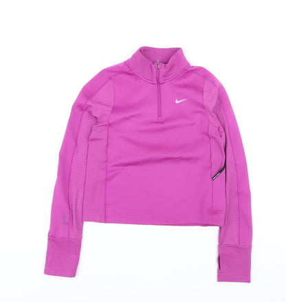 Nike Pro Pink Therma-Fit Teens Size 12 1/2 Zip Active Jacket