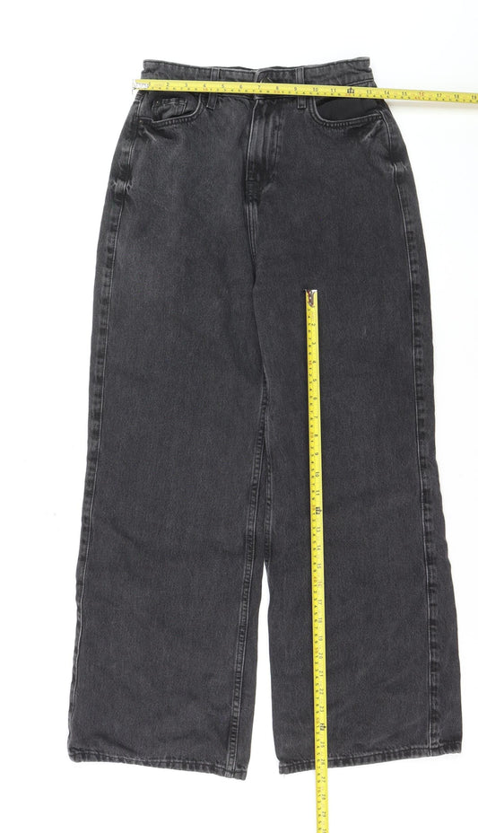 New Look Women Grey Wide-Leg Jeans Size 8 Denim Charcoal Wash