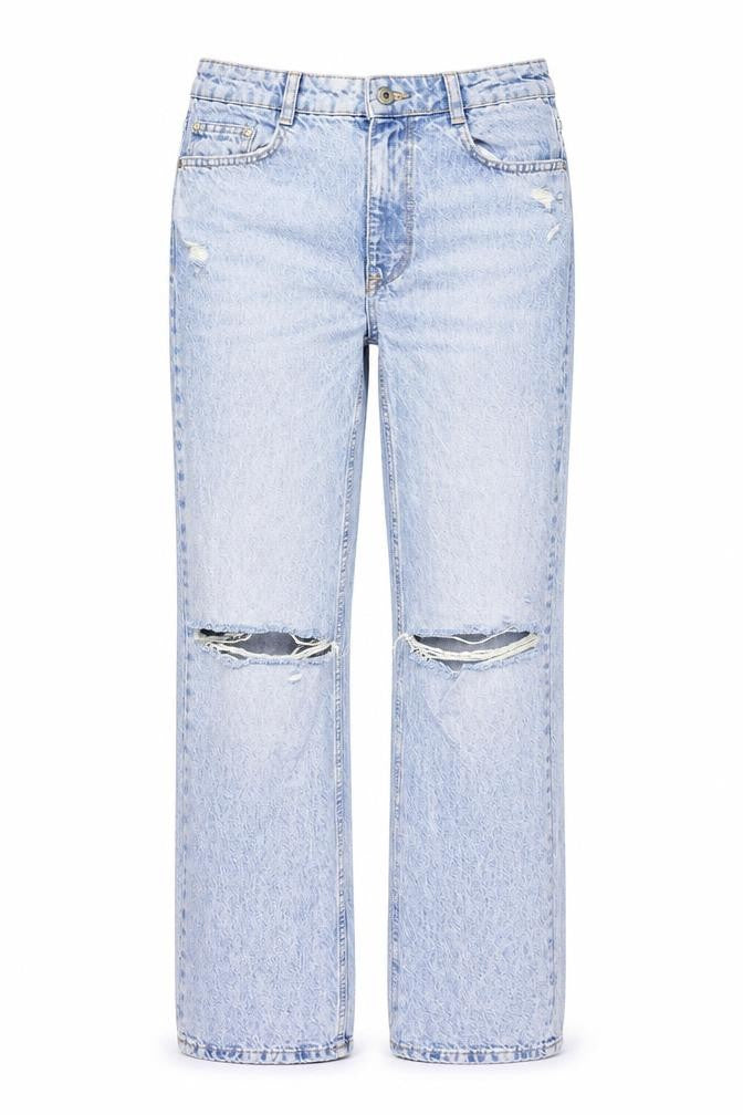 Zara Women Blue Distressed Straight Jeans Size 10