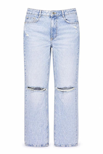 Zara Women Blue Distressed Straight Jeans Size 10