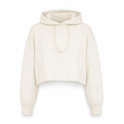 Bershka Women Beige Knit Pullover Hoodie Size 8 Regular Fit