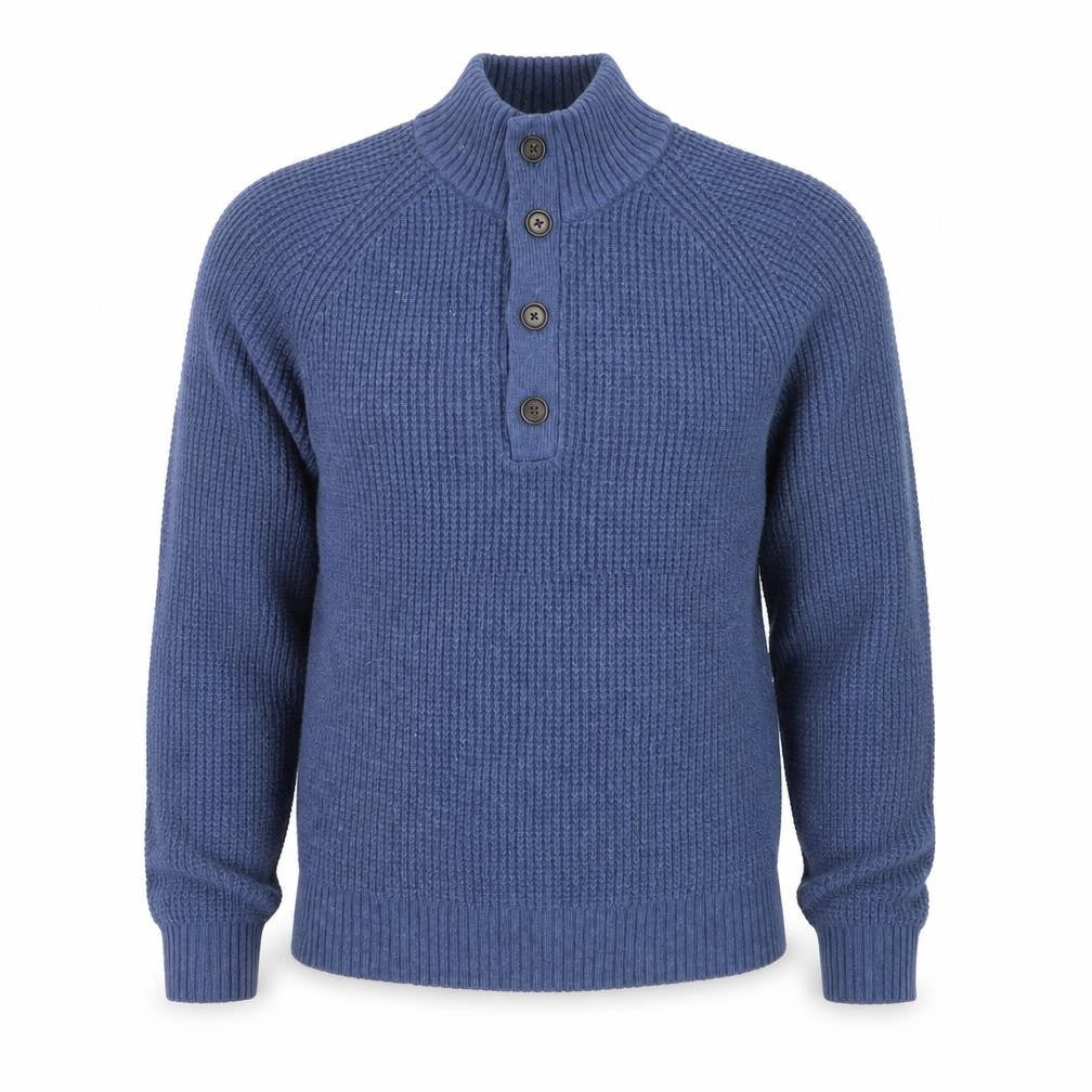 Banana Republic Men's Blue Wool Henley Jumper Size M